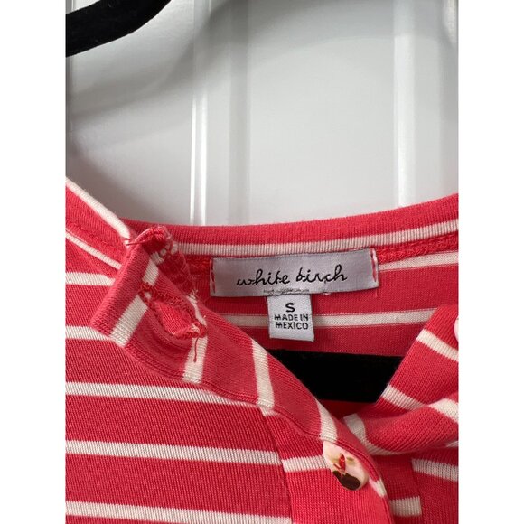 White Birch Striped Henley Top Women S Rayon Blend Coastal Preppy Summer Classic - Picture 3 of 9